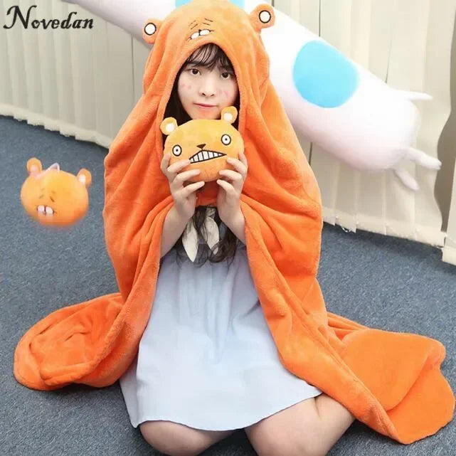Himouto! Umaru-chan Cloak Anime Umaru Chan Doma Umaru Cosplay Costume Flannel Cloak Blanket Soft Cap Hoodie Halloween Party