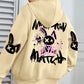 Mix And Match Cartoon Rabbit Prints Women Hoodie Pocket Streetwear Harajuku Loose Hoody All-Match Fleece Female Clothing