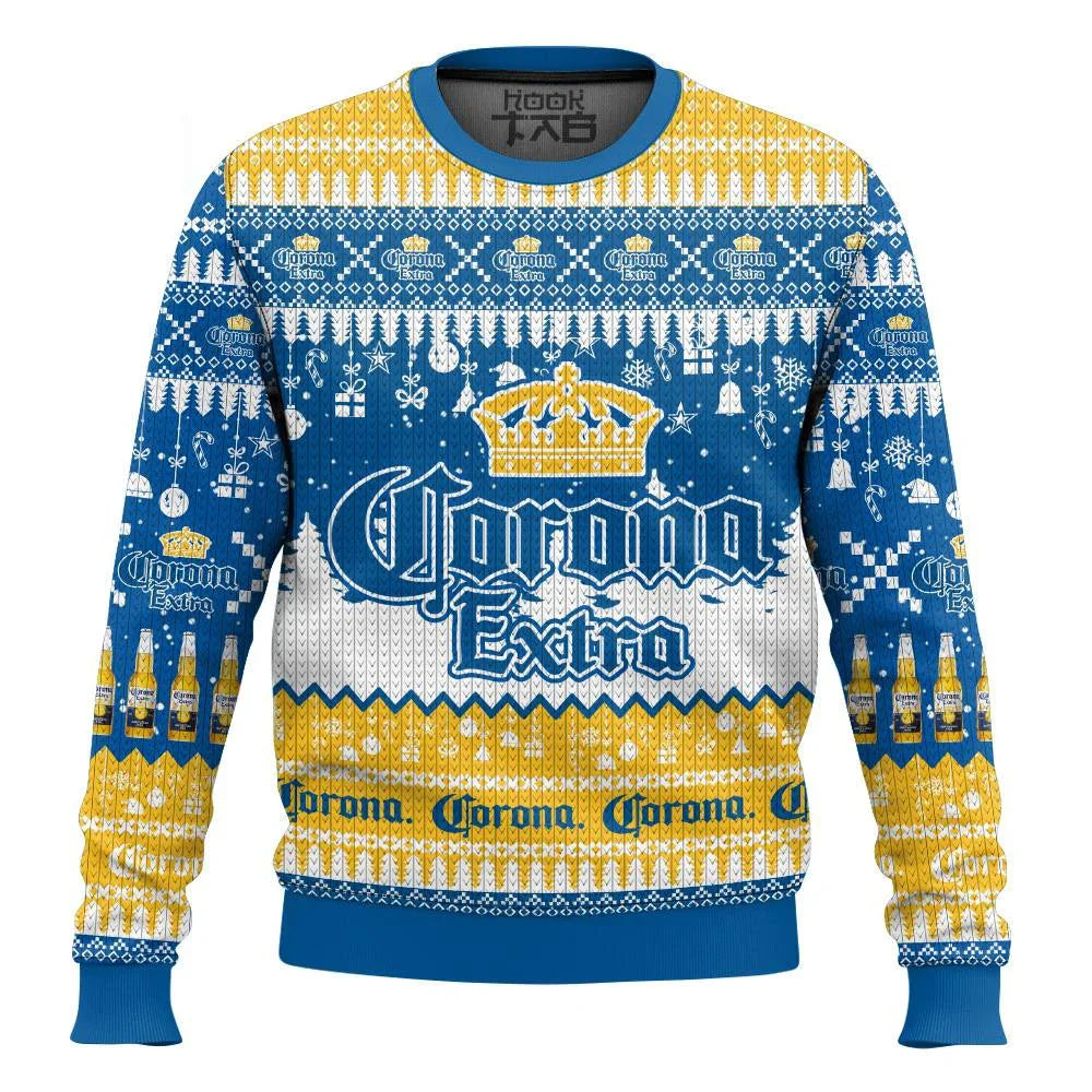 2025 New CORONA EXTRA Christmas Gift Ugly Sweater Hot Selling Merry Christmas Fashion 3D Printed Oversized O-neck Pullover shirt