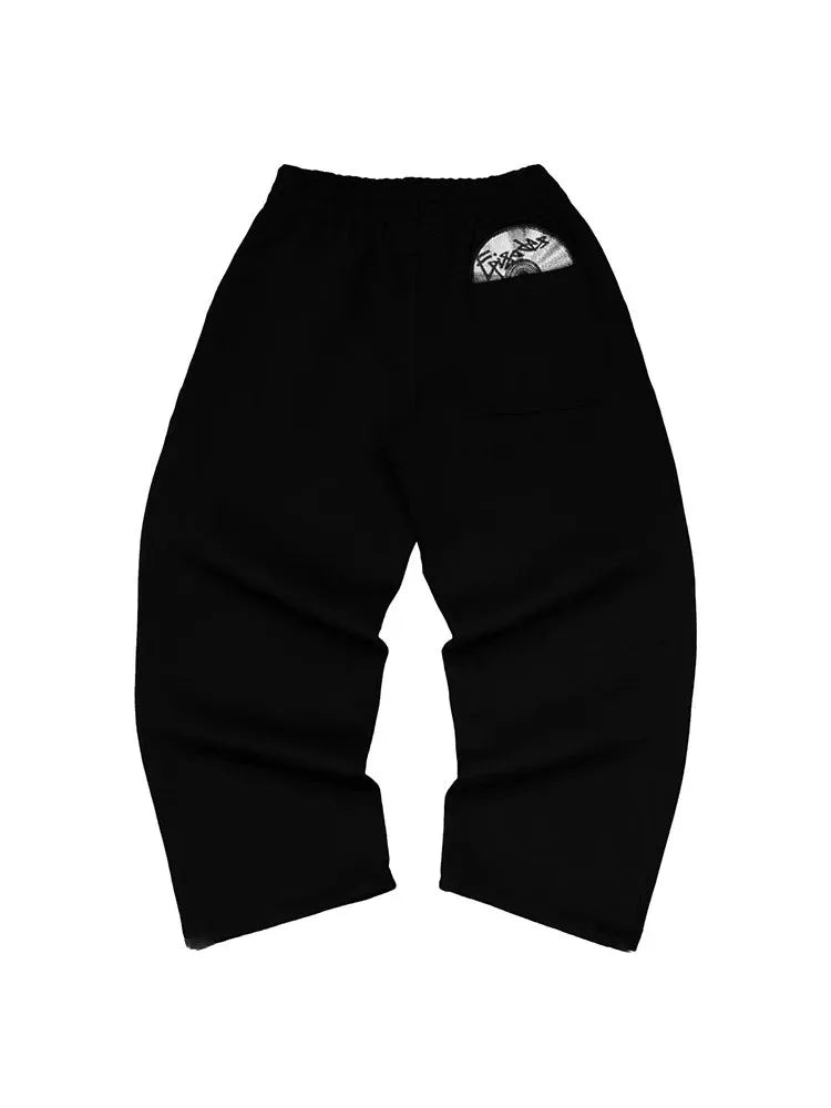Trendy High Street Retro Casual Streetwear Men's Sports Suit Y2K Harajuku Embroidered Hoodie men Hip-hop Loose Sweatpants