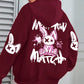 Mix And Match Cartoon Rabbit Prints Women Hoodie Pocket Streetwear Harajuku Loose Hoody All-Match Fleece Female Clothing