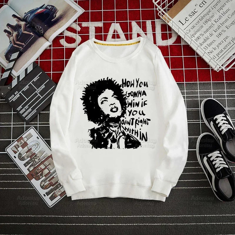 Fugees Refugees Lauryn Hill Hoodies Autumn Hooded Sweatshirt Men Hip Hop Hoodie For Men Classic Hoody Pullover Tops white