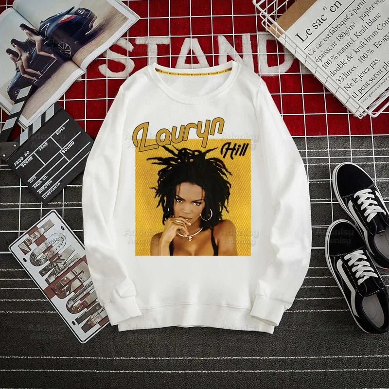 Fugees Refugees Lauryn Hill Hoodies Autumn Hooded Sweatshirt Men Hip Hop Hoodie For Men Classic Hoody Pullover Tops white