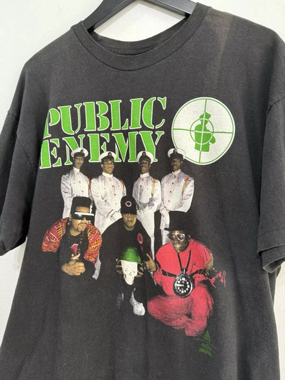 Summer New Retro 1991 Public Enemy Apocalypse Rap T-shirt XL Hip-hop 90s Men and Women Pure Cotton Fashion Short-sleeved Top