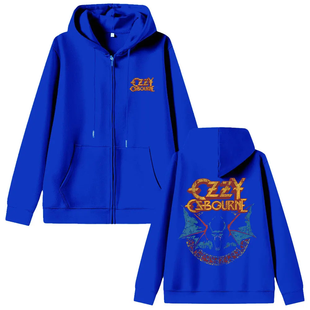 Heavy Metal Rock Band Black Sabbath Ozzy Osbourne Zipper Hoodie Men's Fashion Casual Oversized Zip Up Jacket Male Vintage Coat