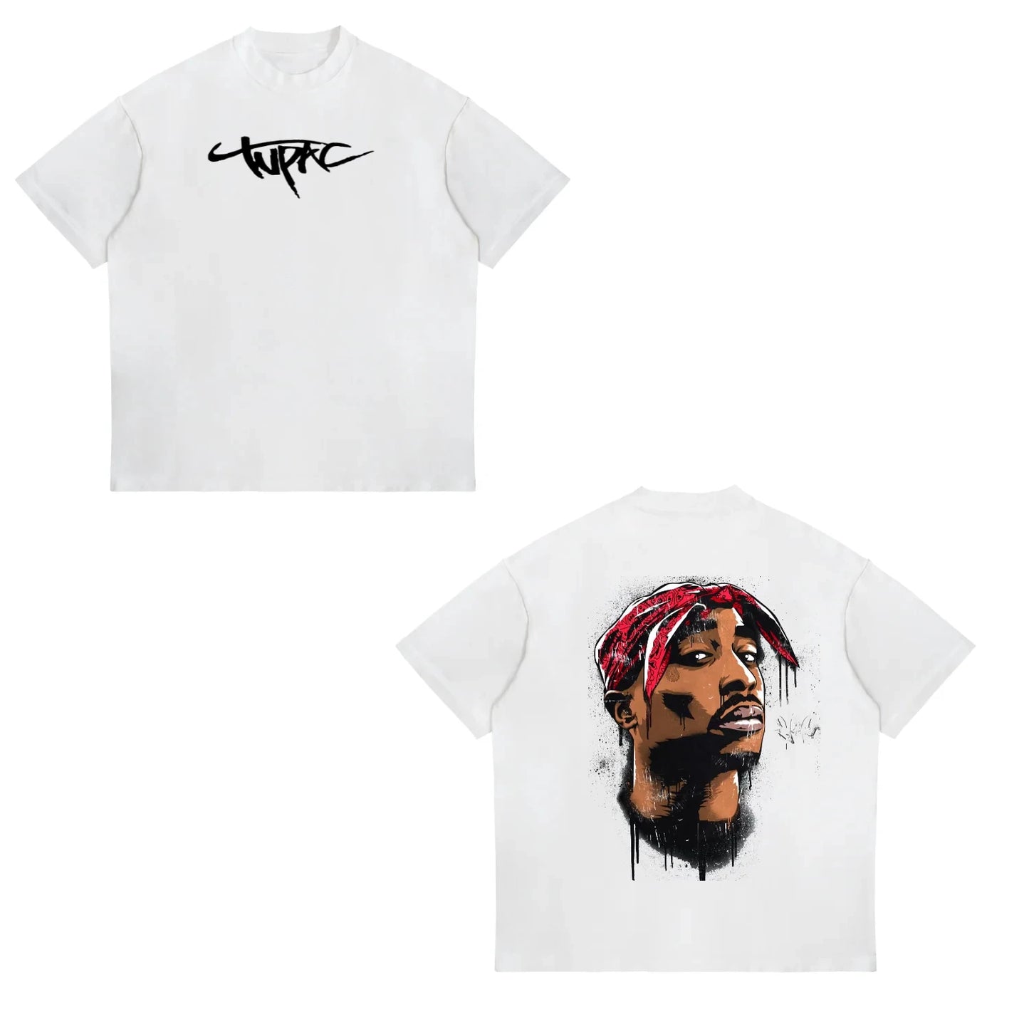 Cotton Print 2pac Summer Men T Shirt Men's Tshirts Rapper Star Tupac  Print Streetwear Women Short Sleeve Casual Tshirt Y2k
