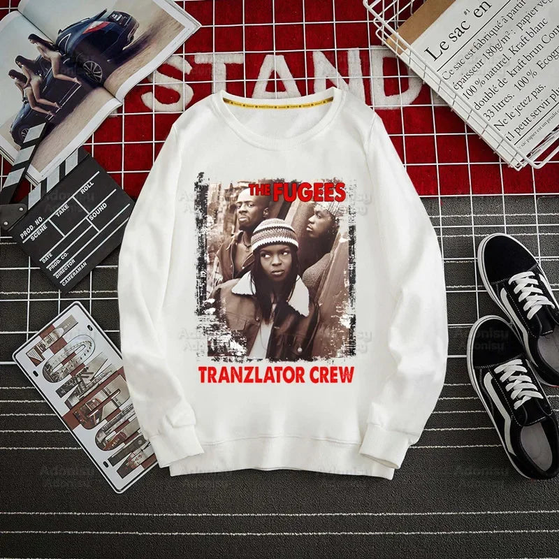 Fugees Refugees Lauryn Hill Hoodies Autumn Hooded Sweatshirt Men Hip Hop Hoodie For Men Classic Hoody Pullover Tops white
