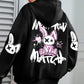 Mix And Match Cartoon Rabbit Prints Women Hoodie Pocket Streetwear Harajuku Loose Hoody All-Match Fleece Female Clothing