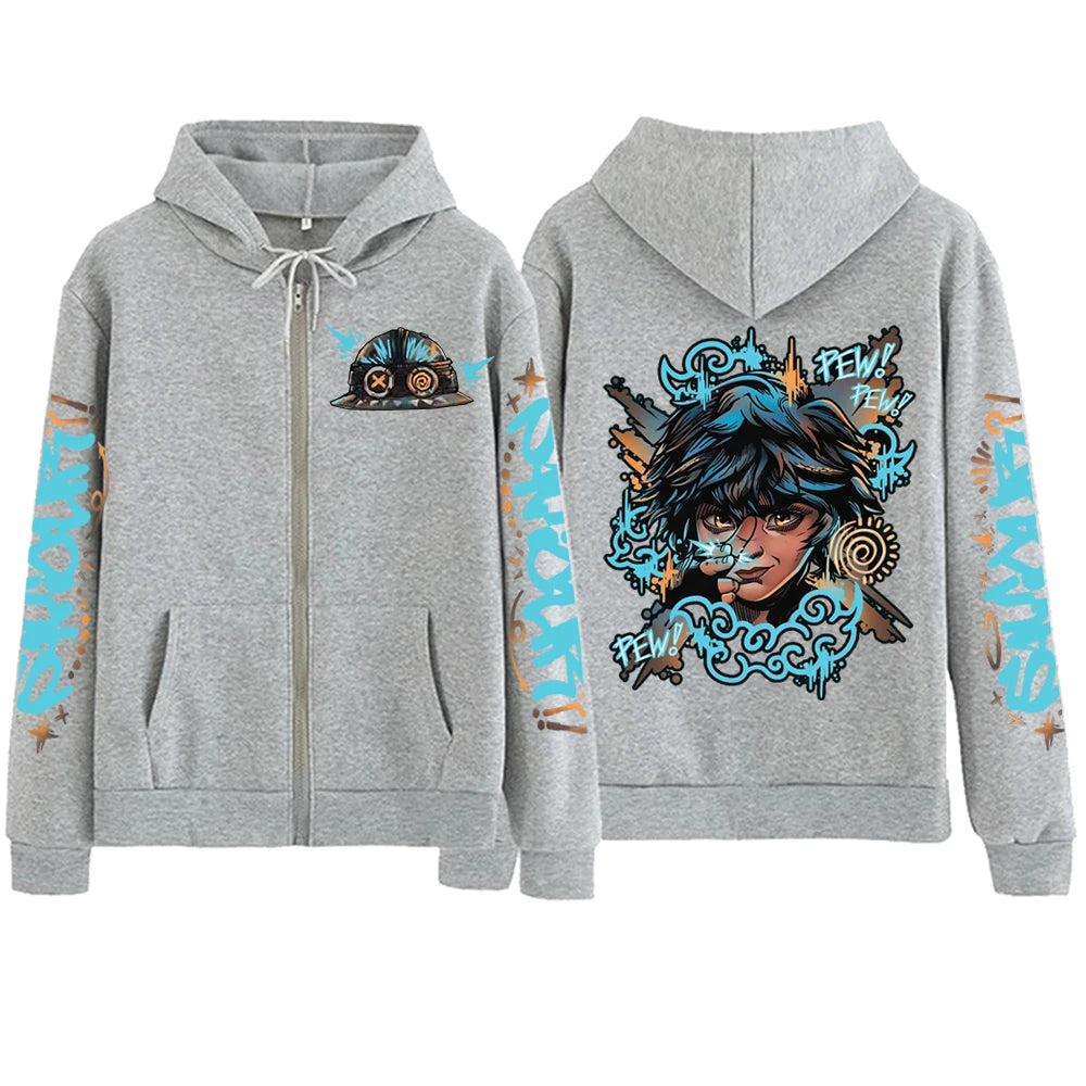 2025 Anime Arcane Vi Zipper Hoodie Harajuku Pullover Tops Long Sleeve Loose Casual Sweatshirts