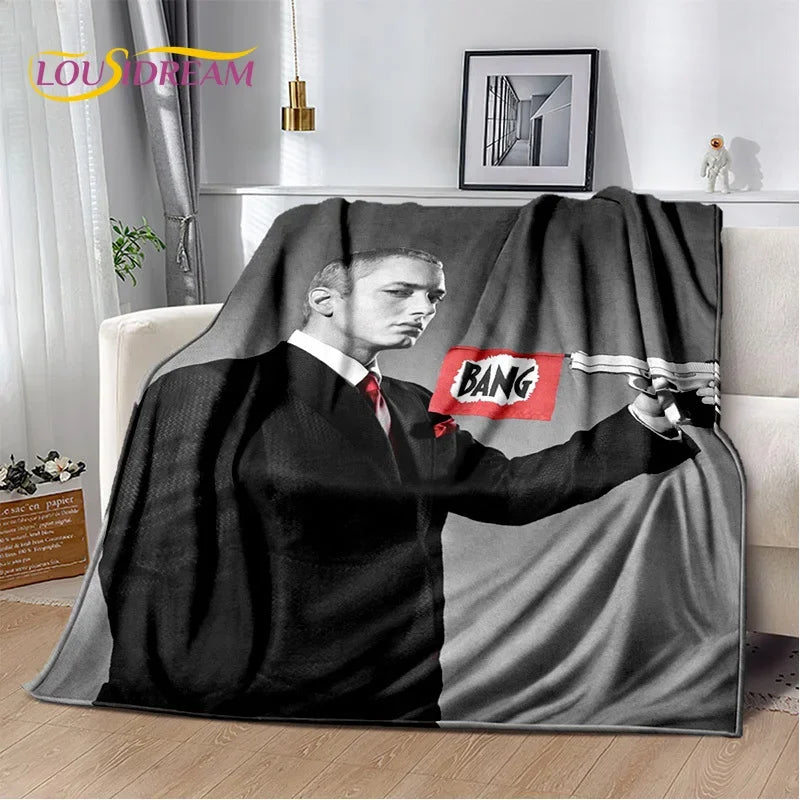 Rapper Eminem Tupac 2pac Hip-Hop Music Rap God Blanket,Soft Throw Blanket for Home Bedroom Bed Sofa Picnic Travel Cover Gift