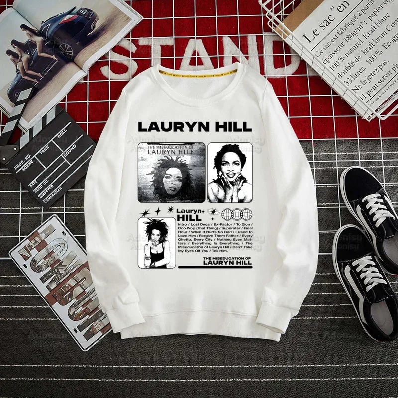 Fugees Refugees Lauryn Hill Hoodies Autumn Hooded Sweatshirt Men Hip Hop Hoodie For Men Classic Hoody Pullover Tops white