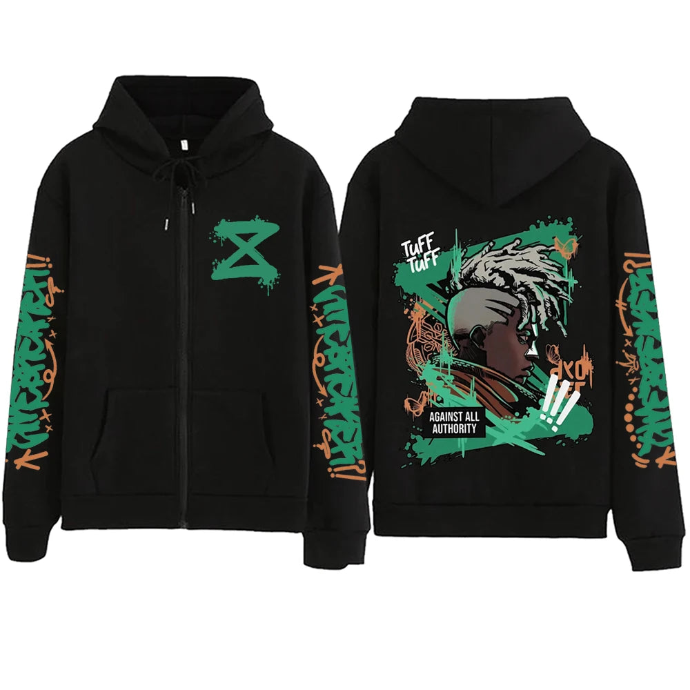 2025 Anime Arcane Vi Zipper Hoodie Harajuku Pullover Tops Long Sleeve Loose Casual Sweatshirts