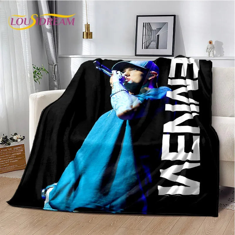 Rapper Eminem Tupac 2pac Hip-Hop Music Rap God Blanket,Soft Throw Blanket for Home Bedroom Bed Sofa Picnic Travel Cover Gift