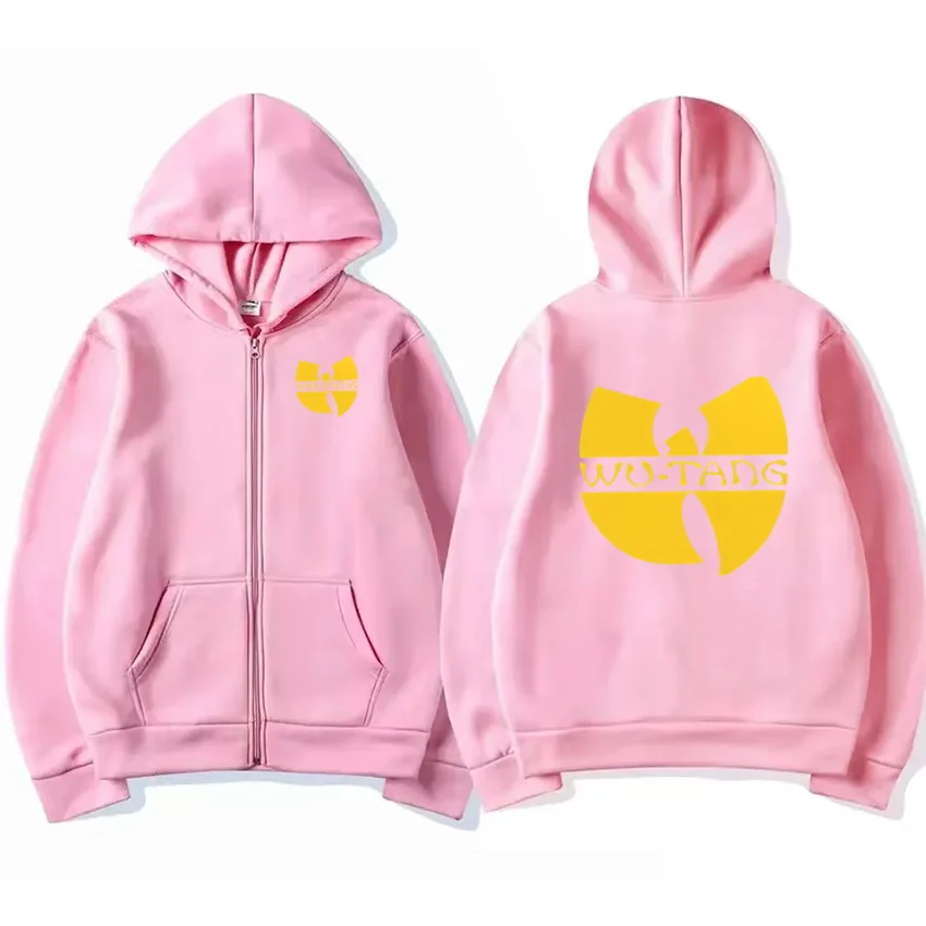Hip Hop Années 90 Wu Clan T-tangs Graphics Hoodie Men Women's punk Zip Up Jacket Long sleeve Fleece gothic Coat Loose streetwear