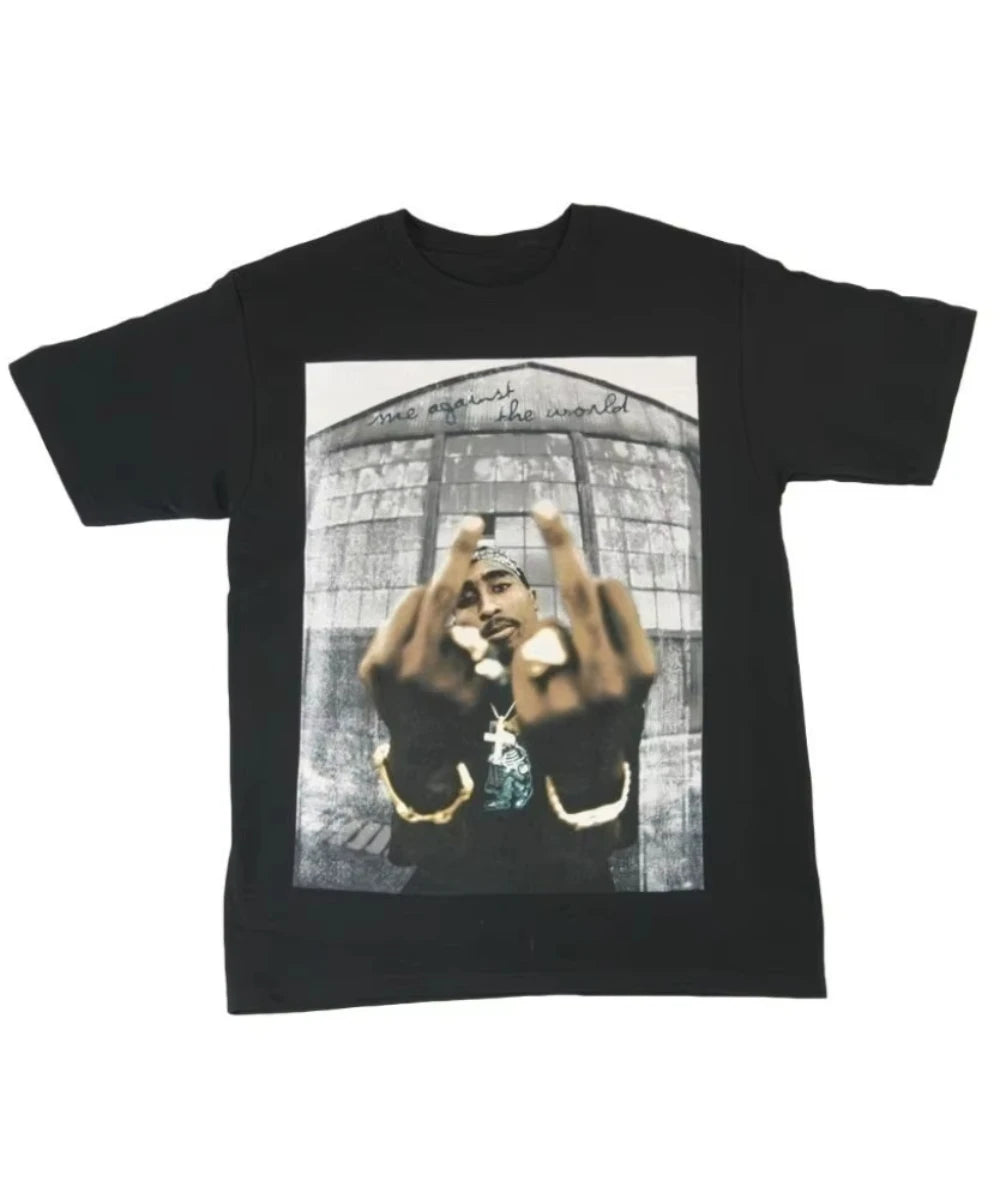 Rapper Tupac "I'm Against This World" T-shirt Men's Printed Hip Hop Cotton Short-Sleeve T-Shirt Unisex All-Season Pure Cotton