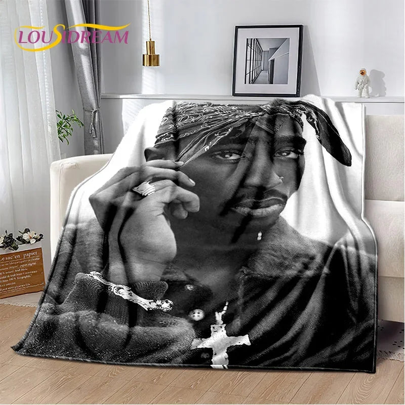 Rapper Eminem Tupac 2pac Hip-Hop Music Rap God Blanket,Soft Throw Blanket for Home Bedroom Bed Sofa Picnic Travel Cover Gift