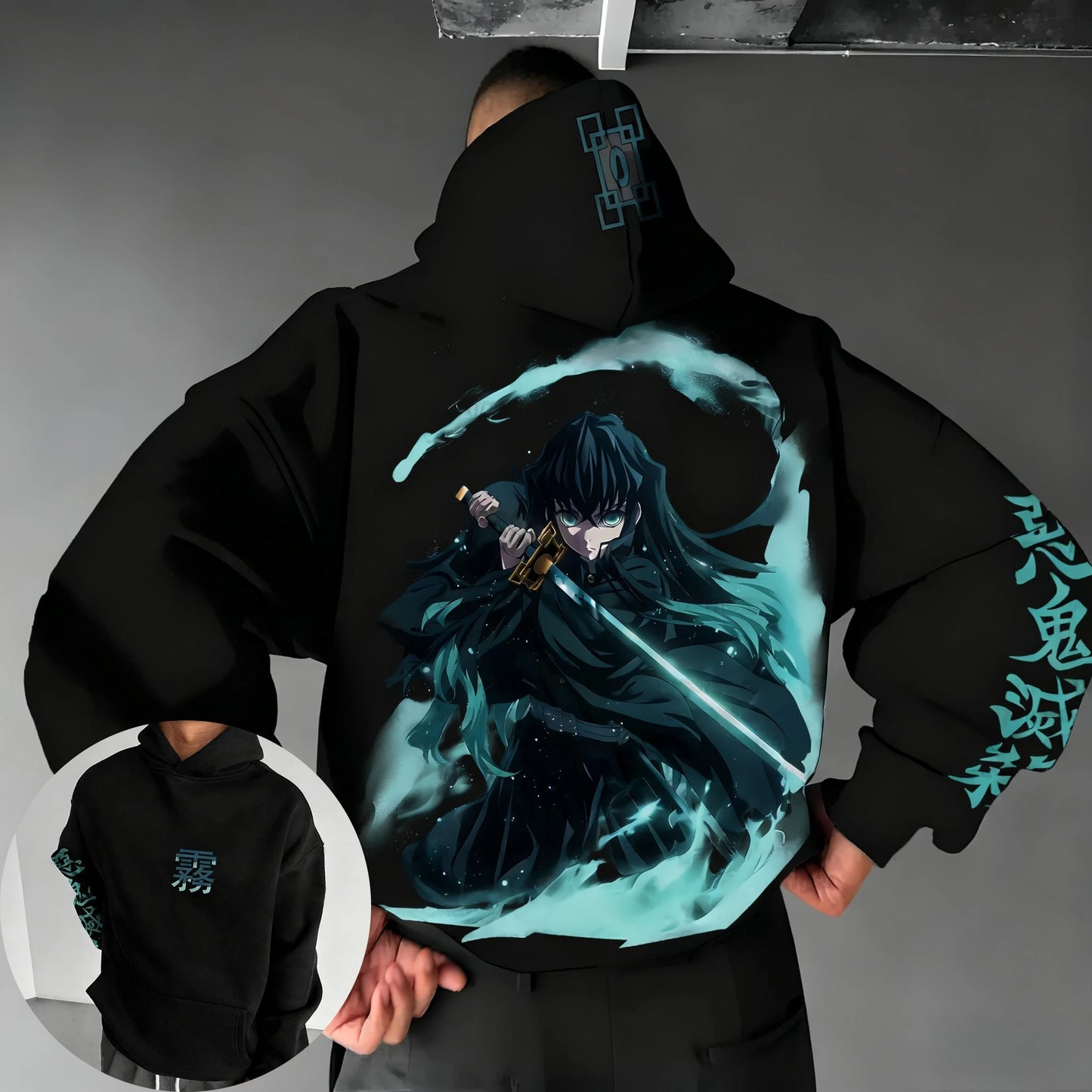 Demon Slayer Anime Autumn/Winter Hoodie Men's and Women's New Tokitou Muichirou Printed Harajuku Casual Loose Parent Child Top